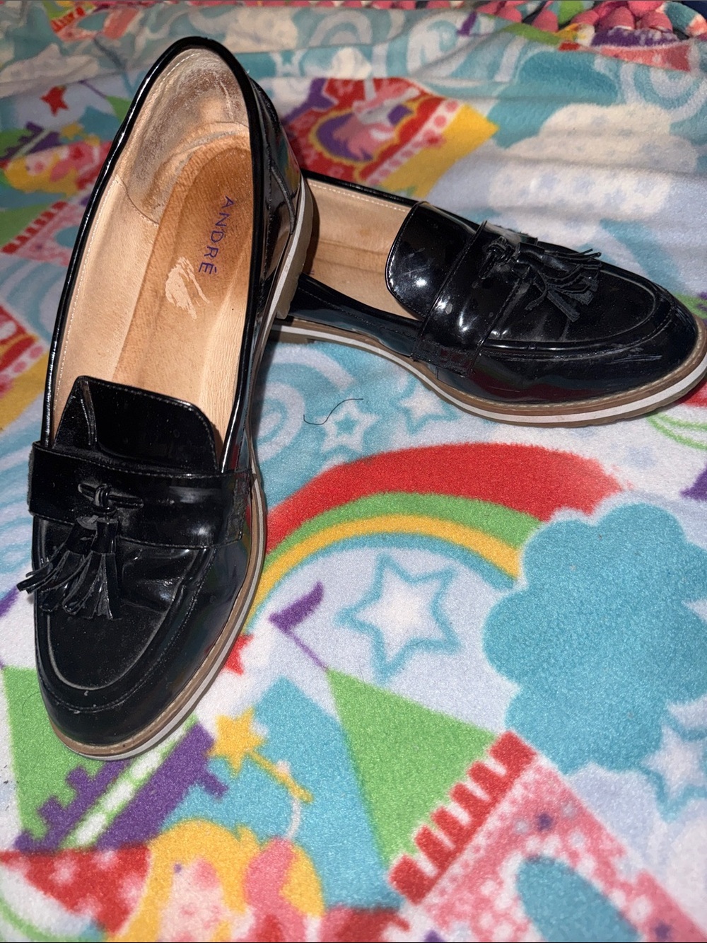 Size 39 Women’s Black Patent Tassel Slip-On Loafers